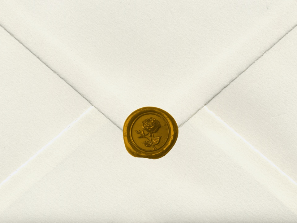 Sealed wedding invitation envelope