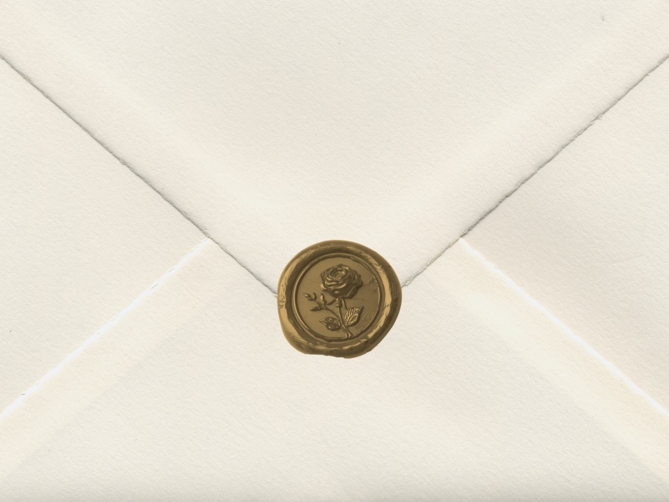 Sealed wedding invitation envelope