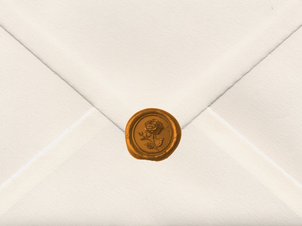 Sealed wedding invitation envelope